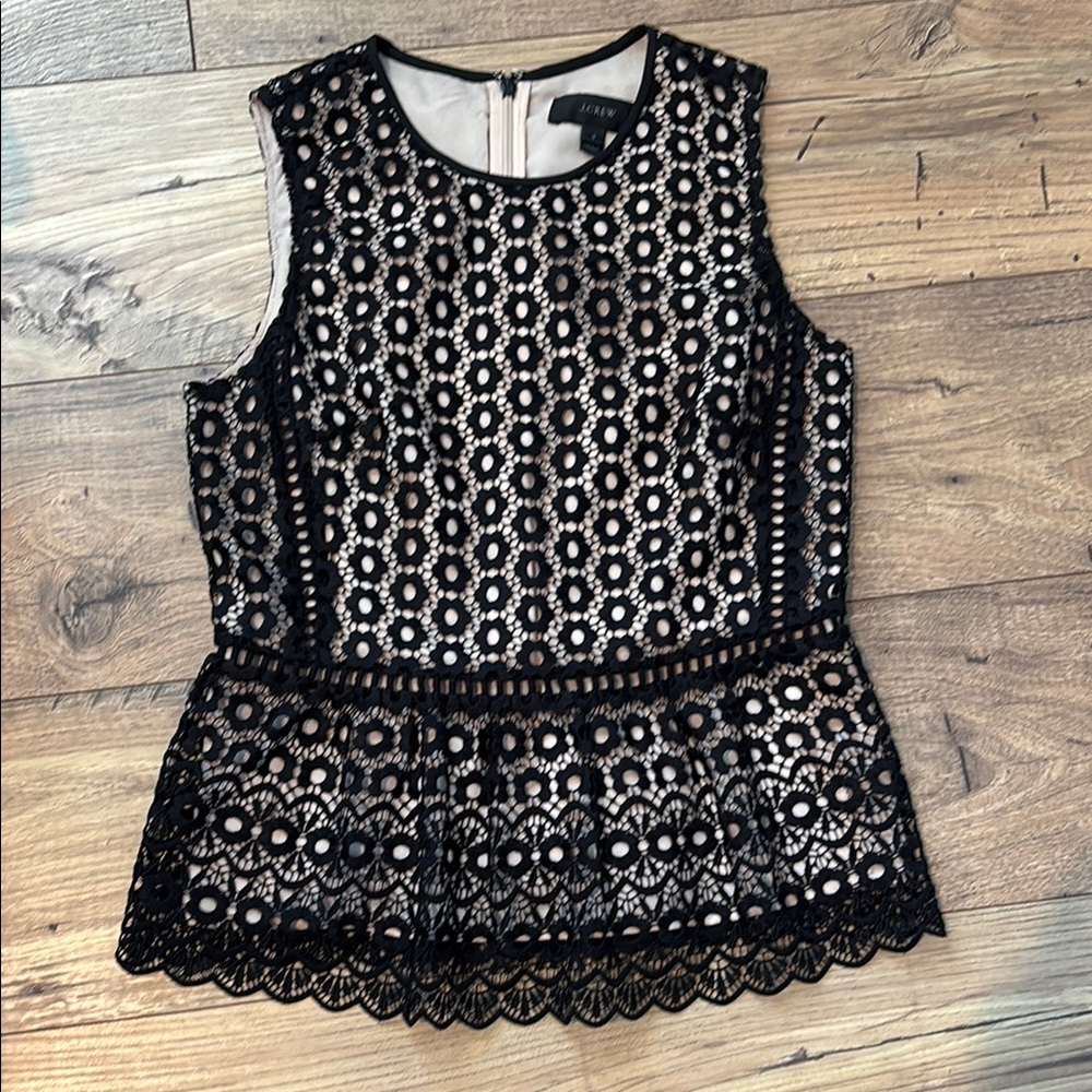 J. Crew Black Eyelet Peplum